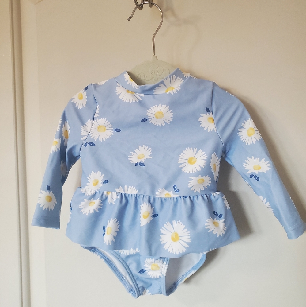 Carter's 3m girl's long sleeved daisy swimsuit